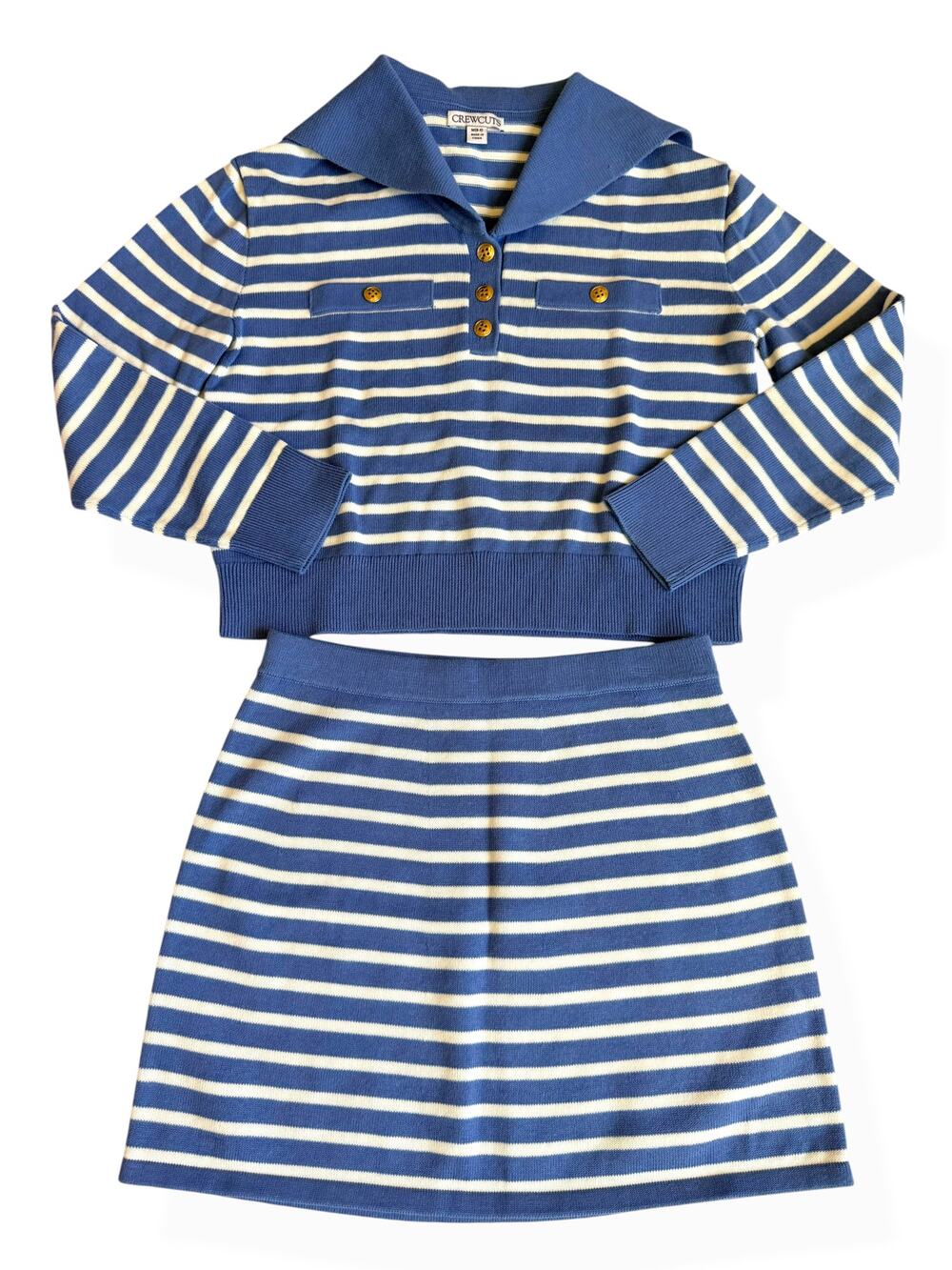 NEW Crewcuts J.Crew Kids Sailor Sweater and Skirt Blue Stripes Girls Medium 8-9